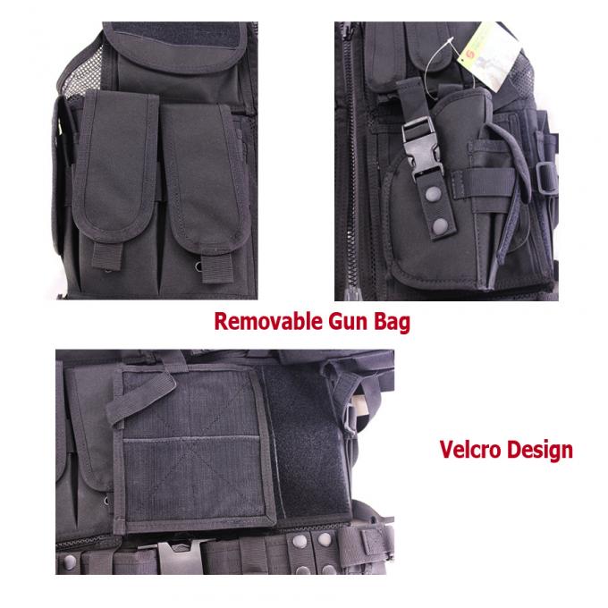 Meshの黒いPolice Security Tactical Multifunctional Pouches Airsoft Vest