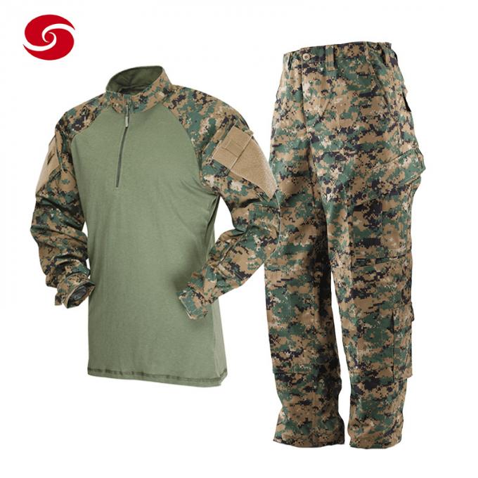 MilitaryのMenのための戦術的な森林DIGITALカーモCasual Shirt Combat Frog Suit