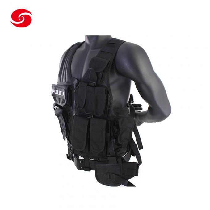 Meshの黒いPolice Security Tactical Multifunctional Pouches Airsoft Vest